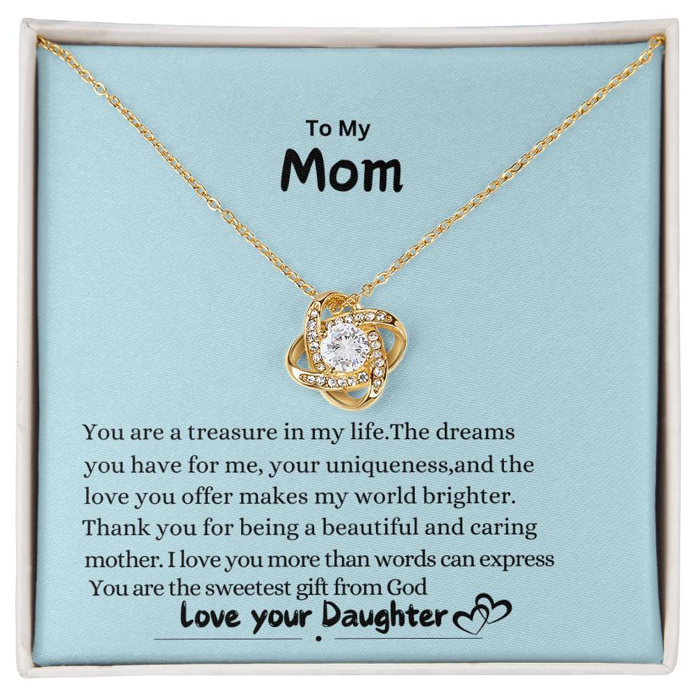 Love knot necklace from daughter to mom