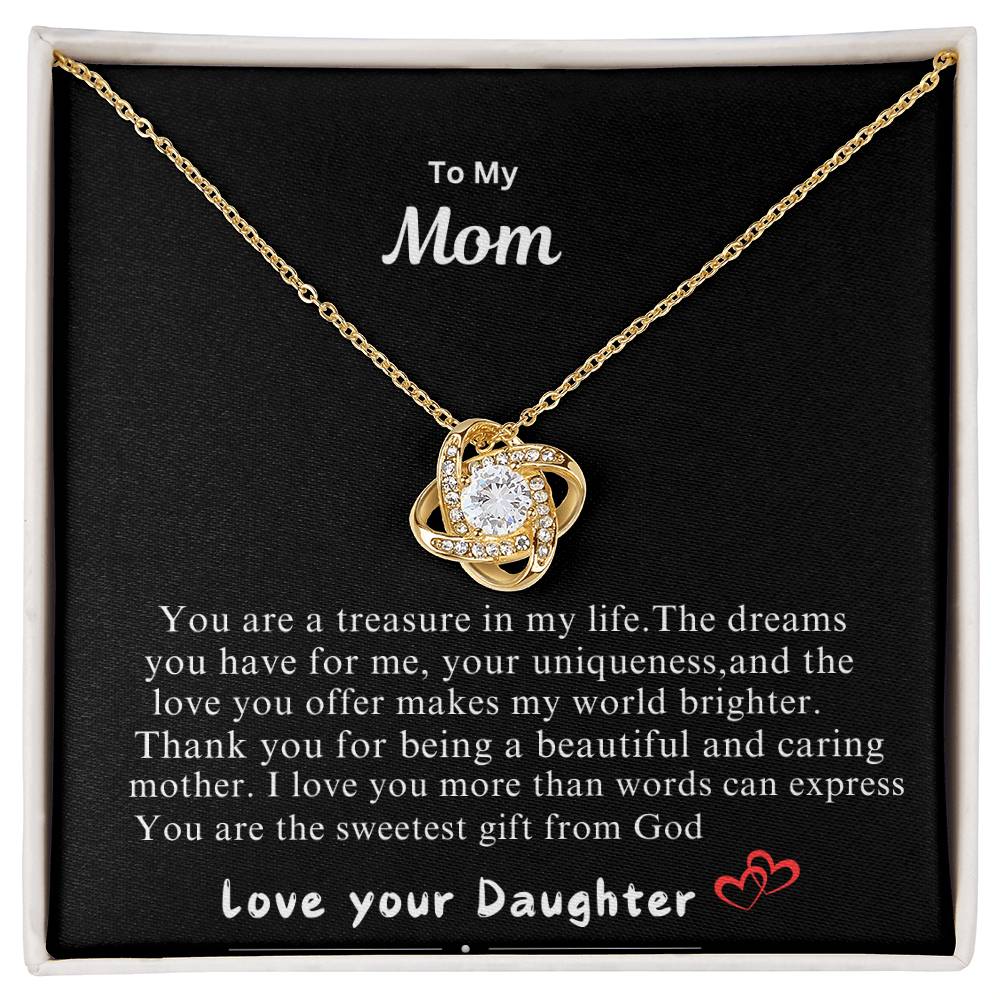 Love knot necklace from daughter to mom