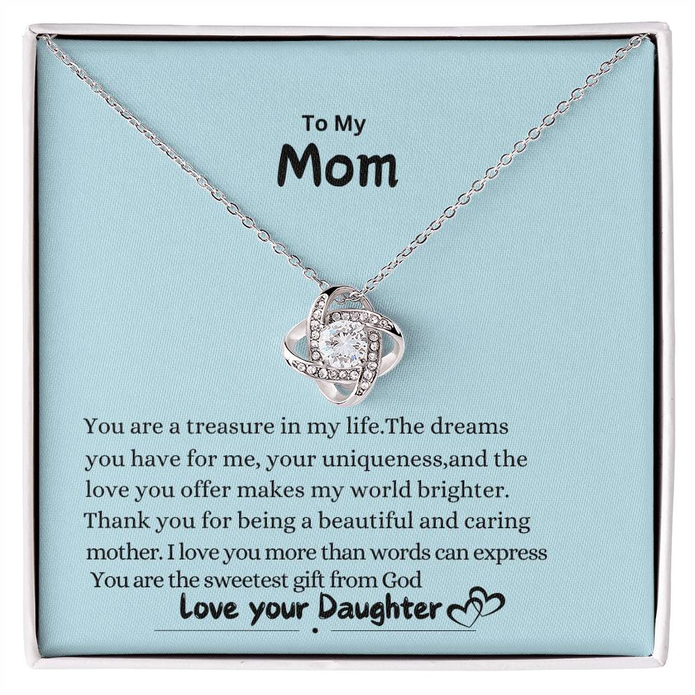 Love knot necklace from daughter to mom