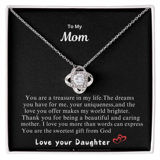 Love knot necklace from daughter to mom