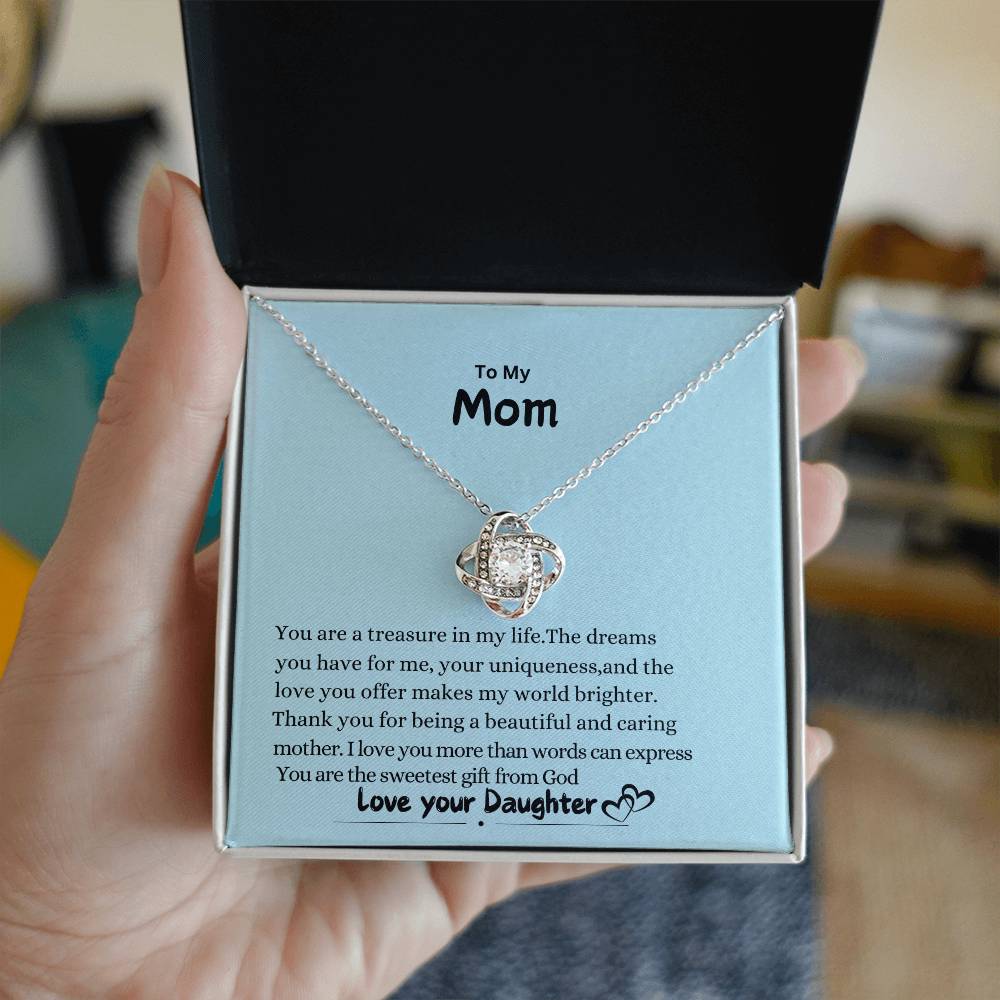 Love knot necklace from daughter to mom