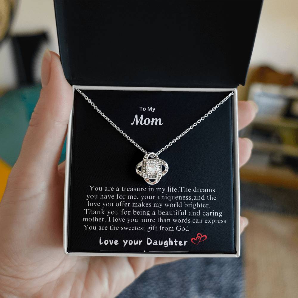 Love knot necklace from daughter to mom