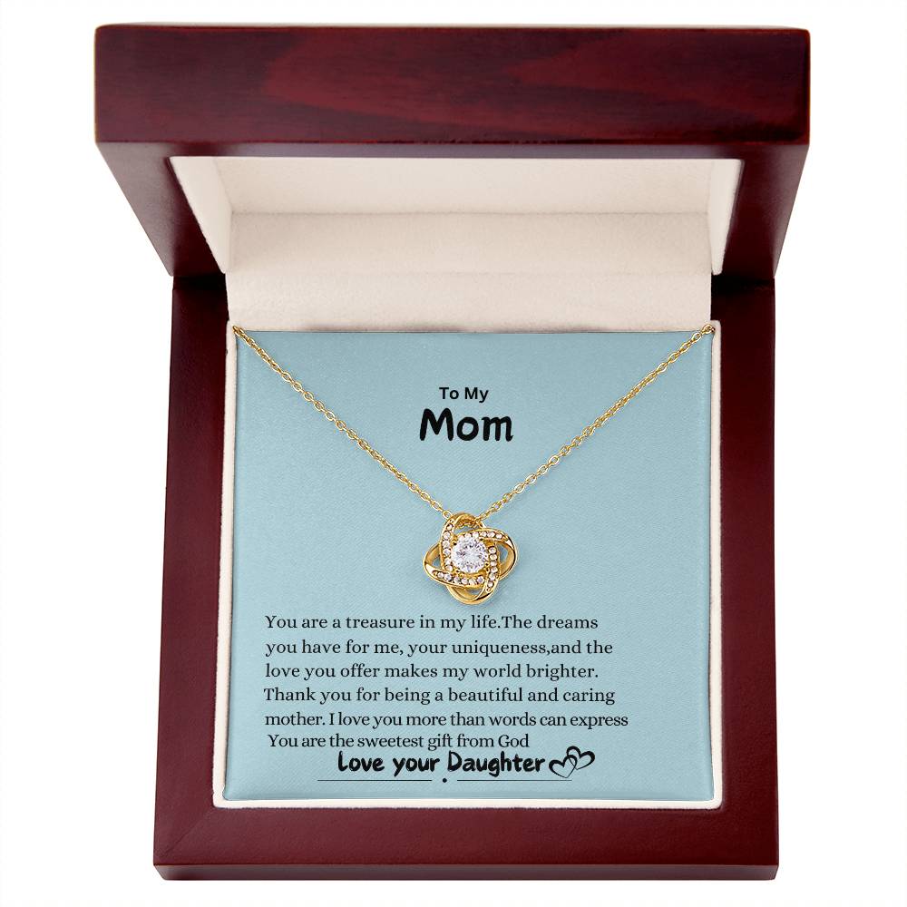 Love knot necklace from daughter to mom