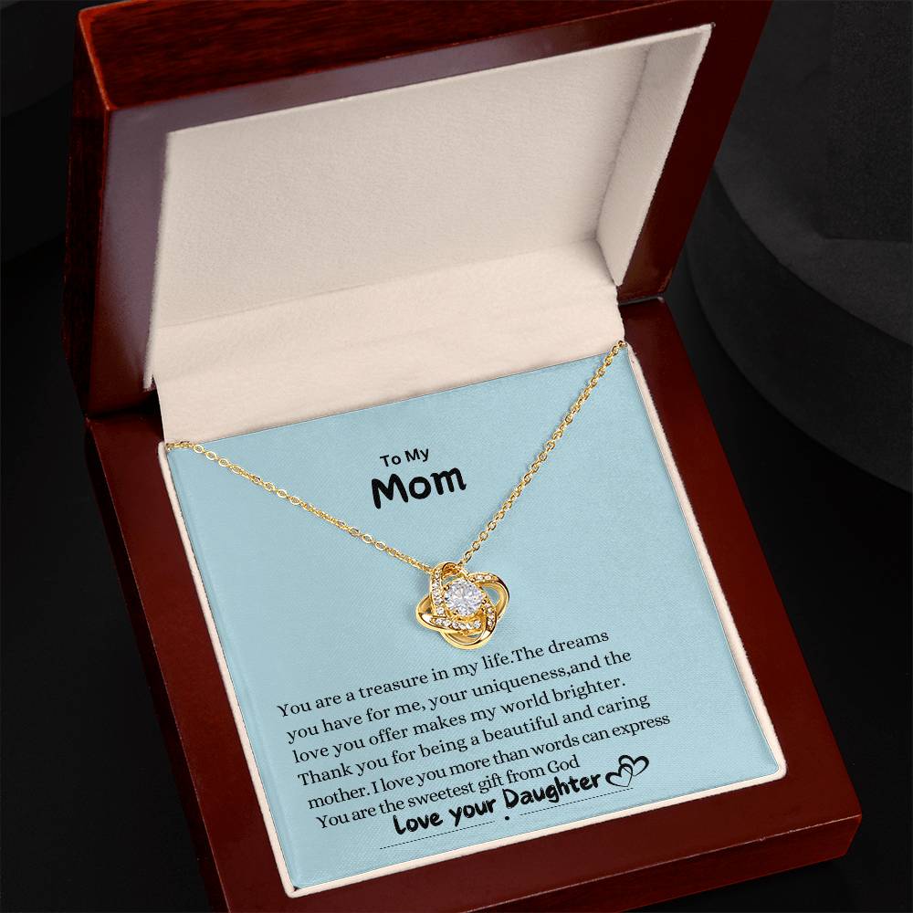 Love knot necklace from daughter to mom