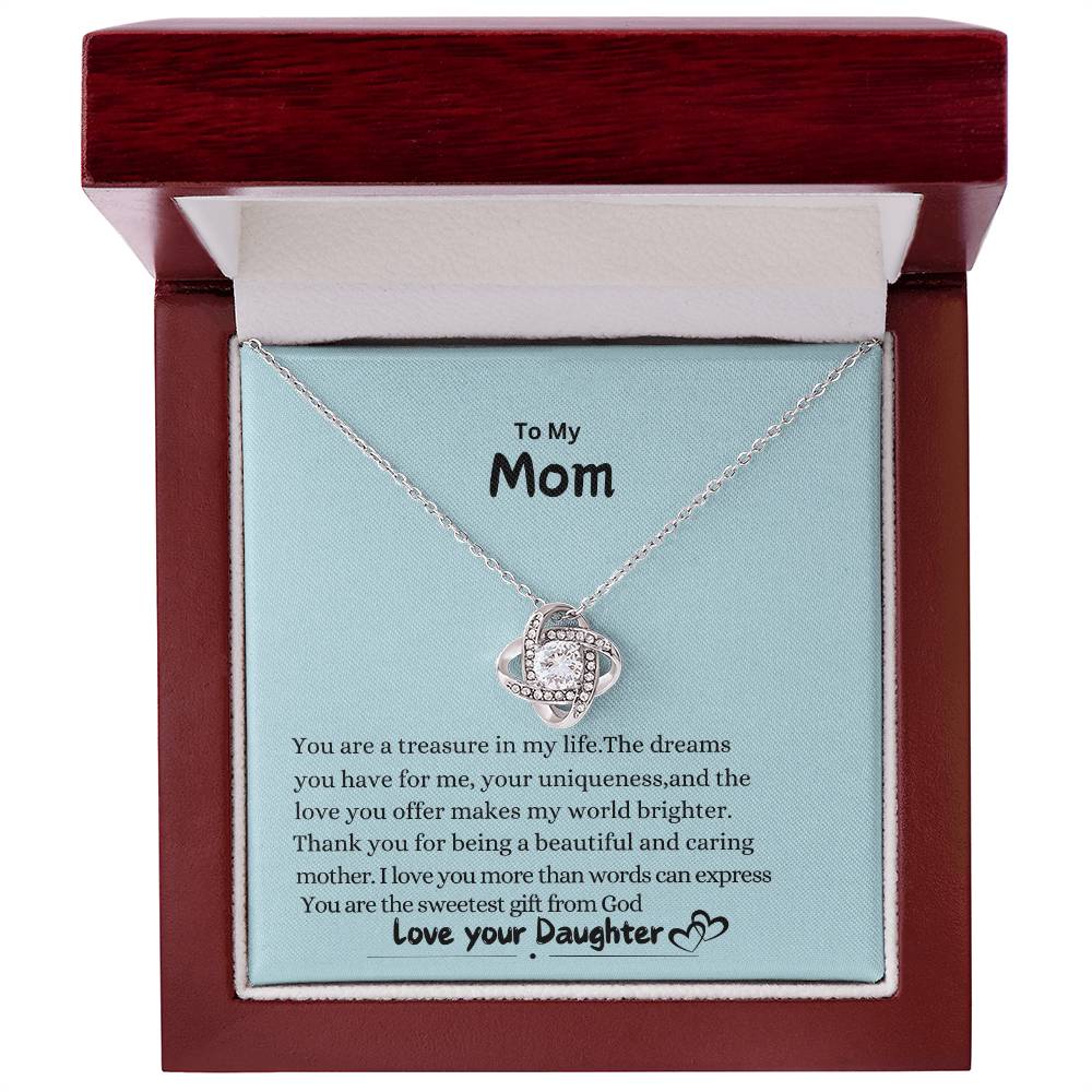 Love knot necklace from daughter to mom