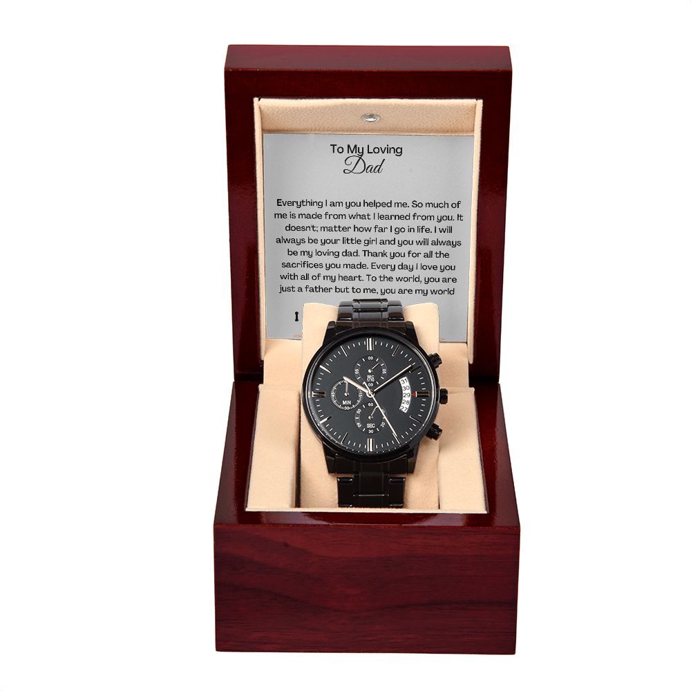 BLACK CHRONOGRAPHY WATCH TO DAD