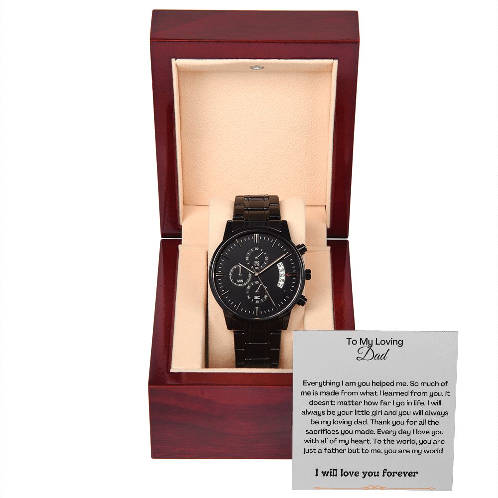 BLACK CHRONOGRAPHY WATCH TO DAD