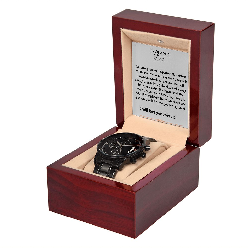BLACK CHRONOGRAPHY WATCH TO DAD