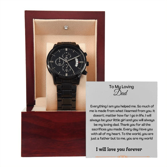 BLACK CHRONOGRAPHY WATCH TO DAD